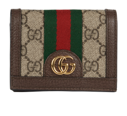 Gucci Ophidia Card Case Wallet, Canvas/Leather, Brown,MII, 2*